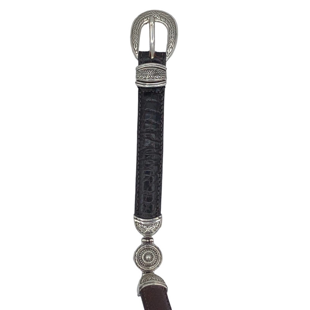 Brighton Woman M 30” Brown Leather Belt B10068 Silver Hardware 3 Sections - Picture 2 of 10
